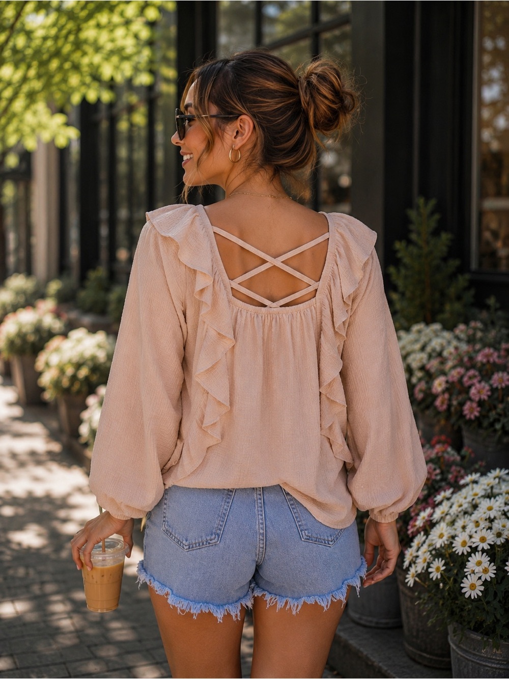 Chic Blush Ruffled Blouse